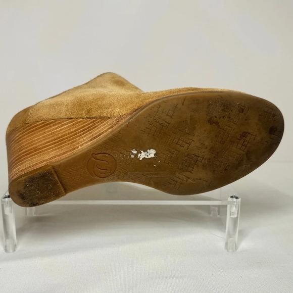 Lucky Brand Yakeena Tan Suede Leather Wedge Booties Size 7M - Picture 6 of 13